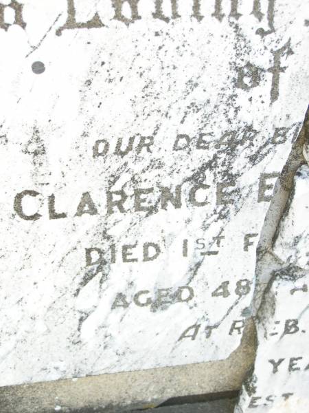 Clarence EASTWELL,  | brother,  | died 1 Feb 1944 aged 48 years;  | Swan Creek Anglican cemetery, Warwick Shire  | 