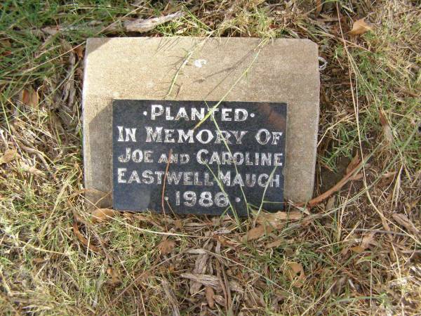 Joe & Caroline Eastwell MAUCH,  | 1986;  | Swanfels Pioneers Memorial Park, Warwick Shire  | 