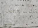 John L. BIRMINGHAM, husband father, died 7-11-1971 aged 65 years; Tallebudgera Catholic cemetery, City of Gold Coast 