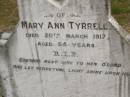 Mary Ann TYRRELL, died 20 March 1917 aged 54 years; Tallebudgera Catholic cemetery, City of Gold Coast 