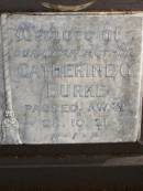 Patrick A. BURKE, father, died 27-10-49; Catherine C. BURKE, mother, died 28-10-31; Tallebudgera Catholic cemetery, City of Gold Coast 