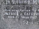 Patrick MULCAHY, father, died 27 Mar 1942; Catherine MULCAHY, mother, died 6 June 1943; Tallebudgera Catholic cemetery, City of Gold Coast 