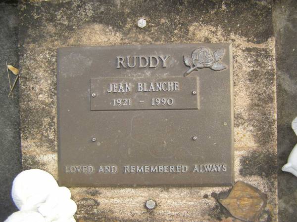 Jean Blanche RUDDY,  | 1921 - 1990;  | Tallebudgera Presbyterian cemetery, City of Gold Coast  | 
