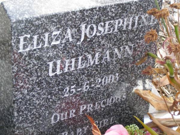 Eliza Josephine UHLMANN,  | died 25-6-2003,  | baby girl;  | Tallebudgera Presbyterian cemetery, City of Gold Coast  | 