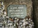 
Colin Nelson ELLEM,
died 12 June 1925 aged 10 months;
Anne Florence ELLEM,
died 6 Oct 1969;
Tallebudgera Presbyterian cemetery, City of Gold Coast
