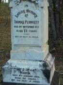 
Thomas PLUNKETT
2 Sep 1913
aged 73

wife
Maria (PLUNKETT)
9 Jan 1939
aged 90

Tamborine Catholic Cemetery, Beaudesert


