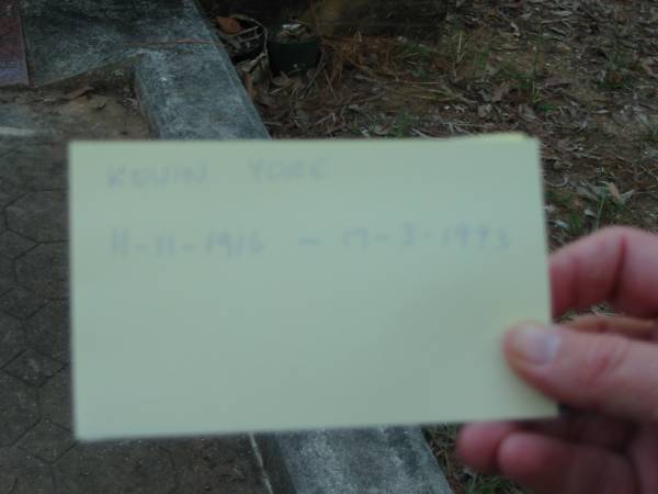 Kevin YORE  | B: 11 Nov 1916  | D: 17 Mar 1993  |   | Tamborine Catholic Cemetery, Beaudesert  |   | 