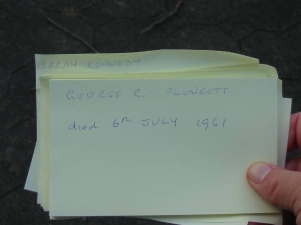 George C PLUNKETT  | 6 Jul 1961  |   | Tamborine Catholic Cemetery, Beaudesert  |   | 