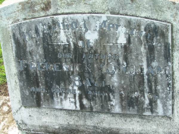 Frederick William BALL  | d: 9 Oct 66  | Tamrookum All Saints church cemetery, Beaudesert  | 