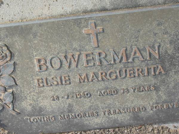 Elsie Marguerita BOWERMAN  | 28 Jul 1980, aged 78  | Tamrookum All Saints church cemetery, Beaudesert  | 