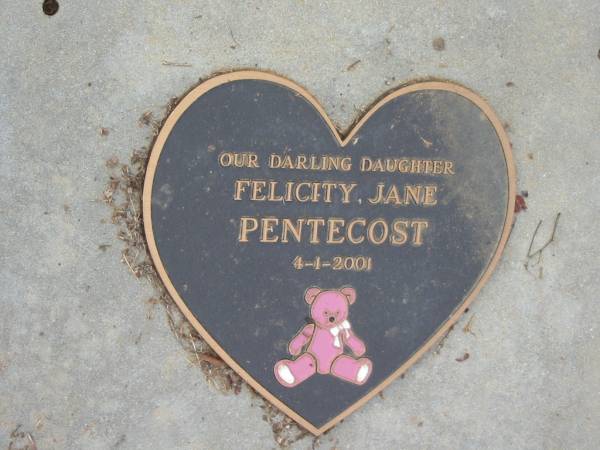Felicity Jane PENTECOST  | 4 Jan 2001  | Tamrookum All Saints church cemetery, Beaudesert  | 
