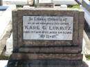 
Karl G. LUKRITZ, husband father,
died 11 Aug 1937 aged 64 years;
Tarampa Apostolic cemetery, Esk Shire
