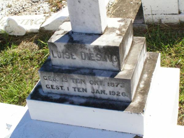 Luise DIESING,  | born 13 Oct 1873 died 1 Jan 1926;  | Tarampa Apostolic cemetery, Esk Shire  | 