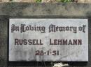 
Russell LEHMANN
28 Jan 1951
Tarampa Baptist Cemetery, Esk Shire
