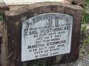 
Carl W STUHMCKE
30 Sep 1949 aged 60
Martha STUHMCKE
25 Aug 1959 aged 66
Tarampa Baptist Cemetery, Esk Shire
