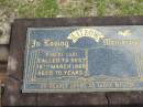
Robert Carl LITZOW
16 Mar 1988 aged 70
Tarampa Baptist Cemetery, Esk Shire
