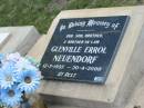 
Glenville Errol NEUENDORF
b: 12 Jul 1957, d: 30 Apr 2000
Tarampa Baptist Cemetery, Esk Shire
