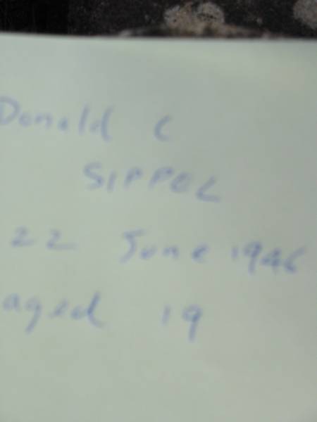 Donald C SIPPEL  | 22 June 1946 aged 19  | Tarampa Baptist Cemetery, Esk Shire  | 