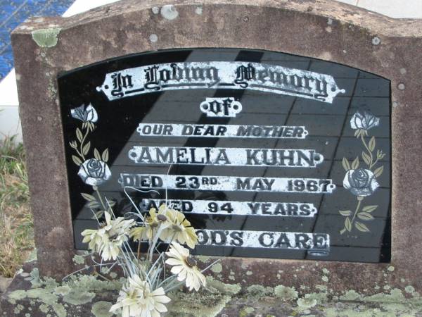 Amelia KUHN  | 23 May 1967 aged 94  | Tarampa Baptist Cemetery, Esk Shire  | 