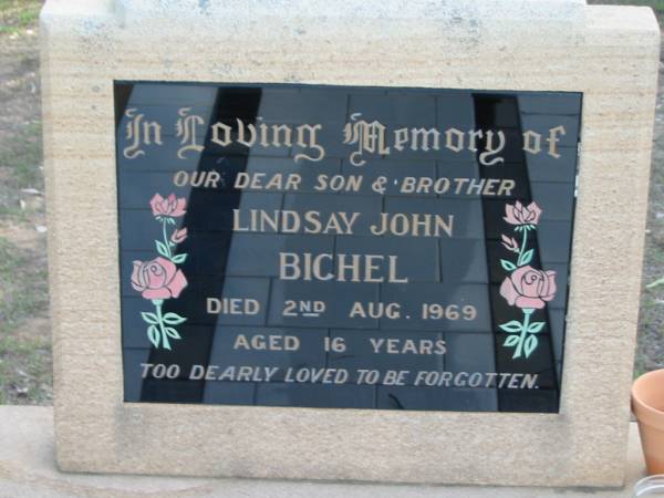Lindsay John BICHEL  | 2 Aug 1969 aged 16  | Tarampa Baptist Cemetery, Esk Shire  | 