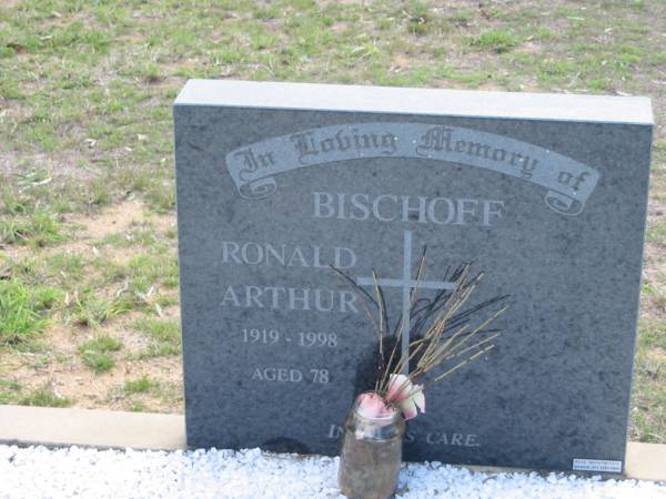 Ronald Arthur BISCHOFF  | 1919 - 1998 aged 78  | Tarampa Baptist Cemetery, Esk Shire  | 
