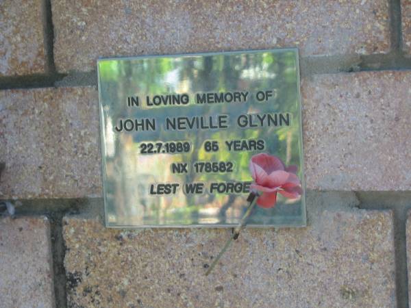 John Neville GLYNN,  | died 22-7-1989 aged 65 years;  | Tea Gardens cemetery, Great Lakes, New South Wales  | 