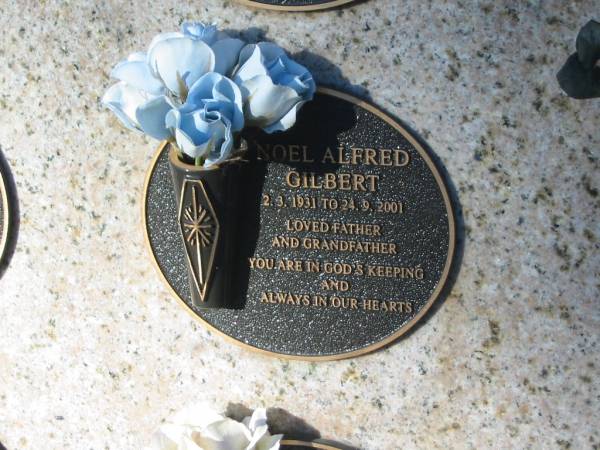 Noel Albert GILBERT,  | 2-3-1931 - 24-9-2001,  | father grandfather;  | Tea Gardens cemetery, Great Lakes, New South Wales  | 