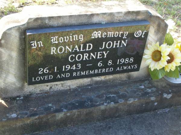 Ronald John CORNEY,  | 26-1-1943 - 6-8-1988;  | Tea Gardens cemetery, Great Lakes, New South Wales  | 