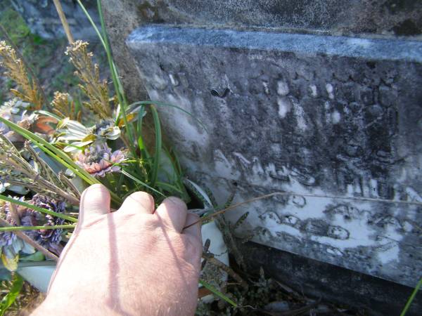 James Hunter JUDGE,  | died 15-8-1964 aged 73 years;  | Tea Gardens cemetery, Great Lakes, New South Wales  | 