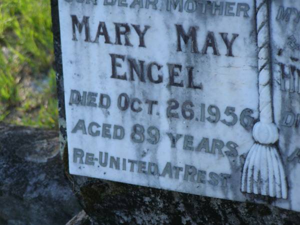 Mary May ENGEL,  | mother,  | died 26 Oct 1956 aged 89 years;  | Henry ENGEL,  | husband father,  | died 1 Sept 1930 aged 66 years;  | Tea Gardens cemetery, Great Lakes, New South Wales  | 