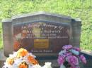 
Ethel May BONWICK,
31-7-1926 - 25-12-2006,
wife of Herbert Austin BONWICK;
Herbert Austin BONWICK,
23-3-1924 - 17-8-2009;
Tea Gardens cemetery, Great Lakes, New South Wales
