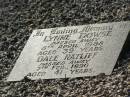 Checkley Herbert RATLIFF, husband, died 6 Nov 1991 aged 76 years; Inez Veronica RATLIFF, died 10 Jan 2009 aged 94 years; Lynne DOWSE, died 8 April 1988 aged 39 years; Dale RATLIFF, died 7 Feb 1990 aged 41 years; Tea Gardens cemetery, Great Lakes, New South Wales 