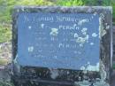 
Louis PERRIN,
died 1 Jan 1945 aged 83 years;
Annie PERRIN,
died 11 July 1945 aged 78 years;
Tea Gardens cemetery, Great Lakes, New South Wales
