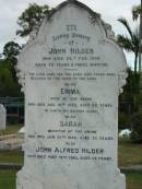 
John HILDER
22 Feb 1906
aged 72 yrs and 3 mths

wife
Emma
14 Aug 1923
aged 82

daughter
Sarah
20 Jan 1946
aged 78

John Alfred HILDER
19 May 1960
aged 53

The Gap Uniting Church, Brisbane
