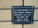 Eric Ernest PARKER 29 Mar 1999 aged 97  The Gap Uniting Church, Brisbane 