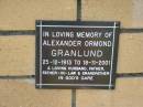 
Alexander Ormond GRANLUND
B: 25 Dec 1913
D: 18 Nov 2001

The Gap Uniting Church, Brisbane
