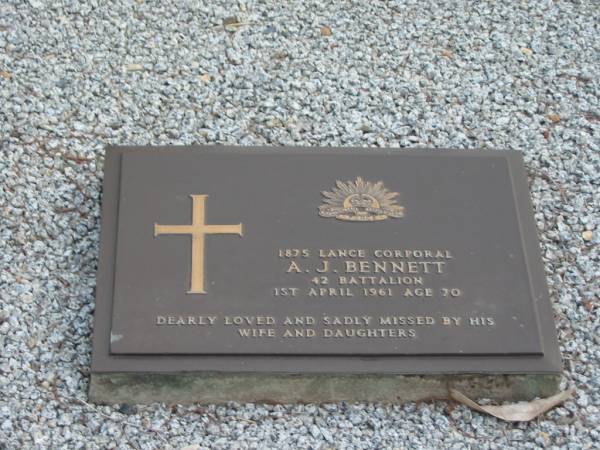 A J BENNETT  | 1 Apr 1961  | aged 70  |   | The Gap Uniting Church, Brisbane  | 