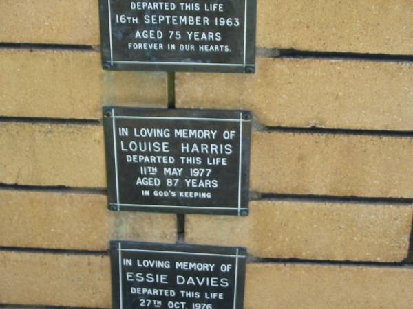 Louise HARRIS  | 11 May 1977  | aged 87  |   | The Gap Uniting Church, Brisbane  | 