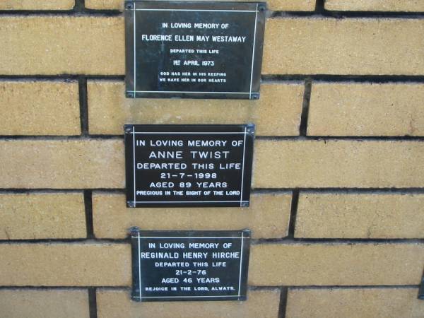Annie TWIST  | 21 Jul 1998  | aged 89  |   | The Gap Uniting Church, Brisbane  | 