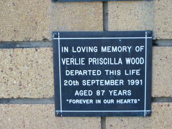 Verlie Priscilla WOOD  | 20 Sep 1991  | aged 87  |   | The Gap Uniting Church, Brisbane  | 