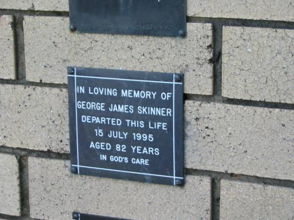 George James SKINNER  | 15 Jul 1995  | aged 82  |   | The Gap Uniting Church, Brisbane  | 