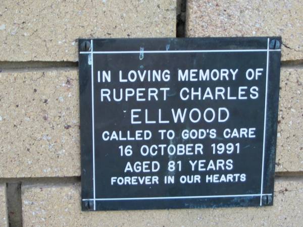 Rupert Charles ELLWOOD  | 16 Oct 1991  | aged 81  |   | The Gap Uniting Church, Brisbane  | 
