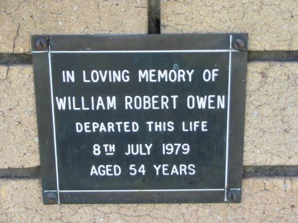 William Robert OWEN  | 8 Jul 1979  | aged 54  |   | The Gap Uniting Church, Brisbane  | 