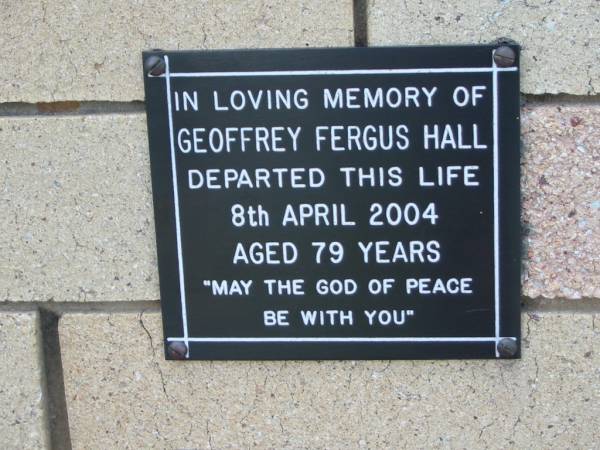 Geoffrey Fergus HALL  | 8 Apr 2004  | aged 79  |   | The Gap Uniting Church, Brisbane  | 