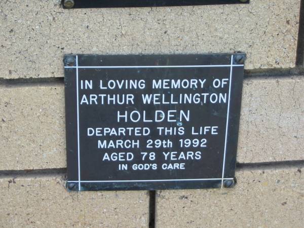 Arthur Wellington HOLDEN  | 29 Mar 1992  | aged 78  |   | The Gap Uniting Church, Brisbane  | 
