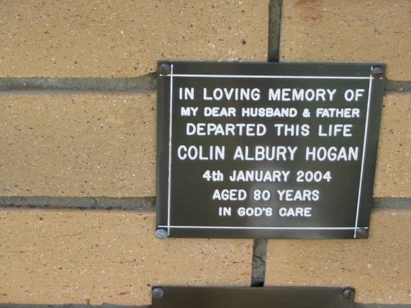 Colin Albury HOGAN  | 4 Jan 2004  | aged 80  |   | The Gap Uniting Church, Brisbane  | 