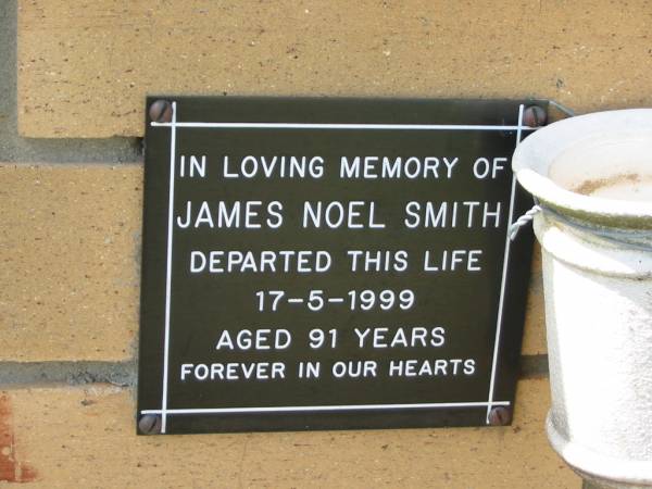 James Noel SMITH  | 17 May 1999  | aged 91  |   | The Gap Uniting Church, Brisbane  | 