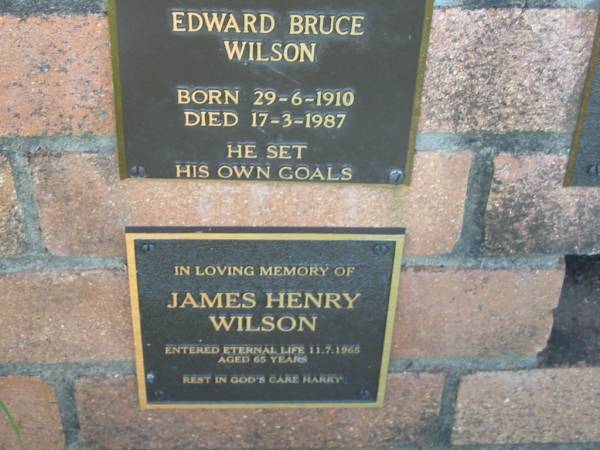 James Henry (Harry) WILSON,  | died 11-7-1965 aged 65 years;  | Wilson Family Private Cemetery, The Risk via Kyogle, New South Wales  | 