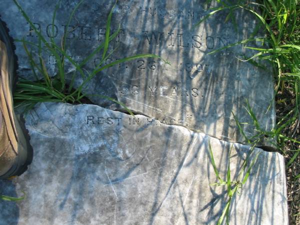 Robert WILSON, husband,  | died 26 Oct 1907 aged 56 years;  | Wilson Family Private Cemetery, The Risk via Kyogle, New South Wales  | 