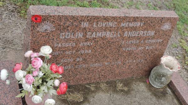 Colin Campbell ANDERSON  | d: 30 Oct 1964, aged 68  | Theodore Cemetery  |   | 